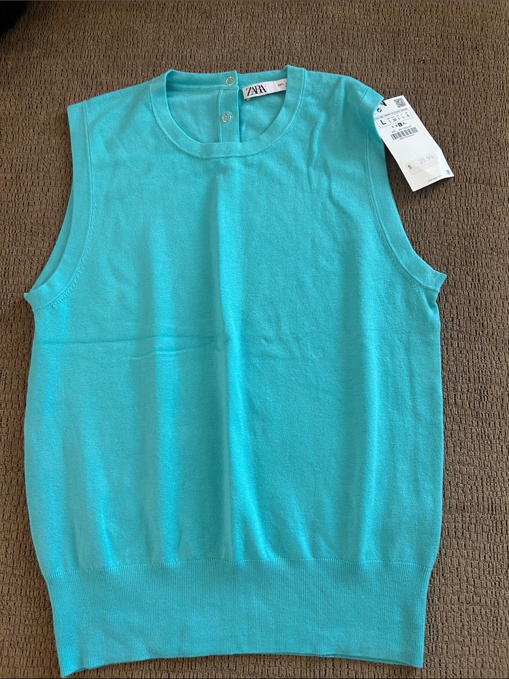 Zara Turquoise Sleeveless Knit Shell